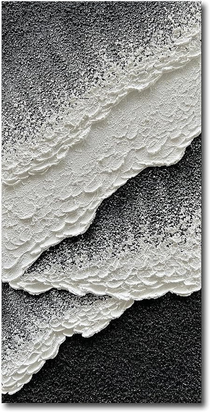 NANKAI Hand Painted black and white abstract canvas art oil painting waves - Image 2