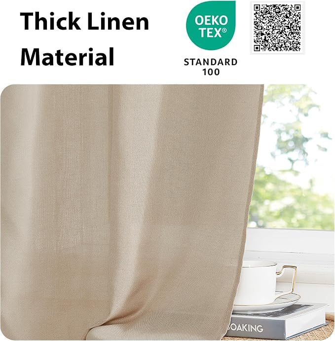 NICETOWN Door Curtains for Window 72 inch Length, Linen Blend Privacy French - Image 8