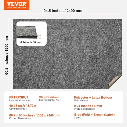 VEVOR - Slip-Resistant Rug Pad - Protective Cushioning Carpet Pad - 5' x 8' - - Image 7