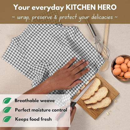 Native Fab Gingham Kitchen Towels 6 Pack, 100% Cotton 16x26 Inch, Absorbent & - Image 5