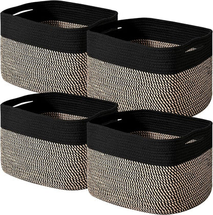 Storage Baskets for Shelves Organizing, Woven Cotton Rope Baskets for Storage by ICERZCZ