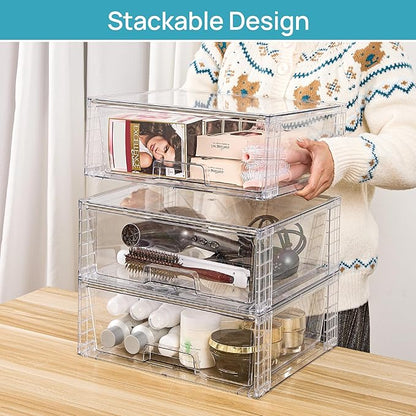 Vtopmart 4 Pack Large Stackable Storage Drawers, Easily Assemble Acrylic - Image 7