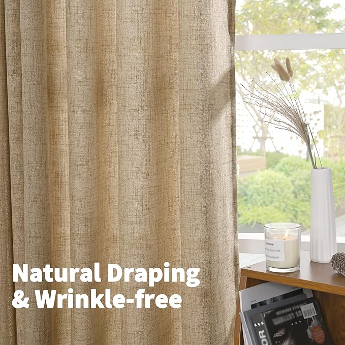 YoungsTex Toffee Linen Curtains 63 Inch Length - Image 5