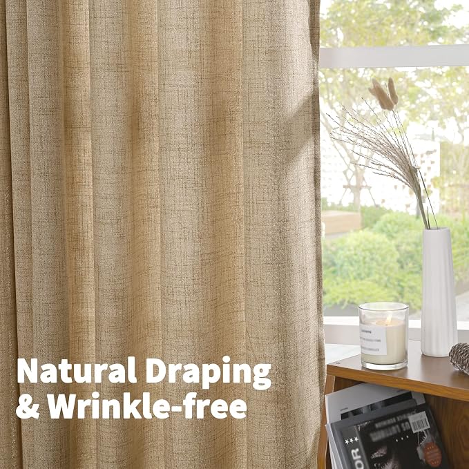 YoungsTex Burlap Linen Semi Sheer Curtains 84 Inch Length - Image 7