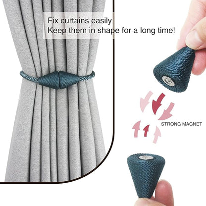 6 Pack Magnetic Curtain Tiebacks Rope Modern Handmade Curtain Tie Backs - Image 2