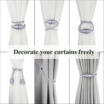 6 Pack Magnetic Curtain Tiebacks Rope Modern Handmade Curtain Tie Backs - Image 5