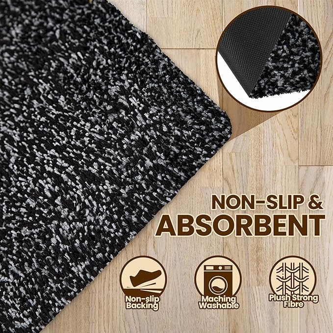 Premium Microfiber Indoor Door Mat – 32"x48" Washable Entry Mat, Non-Slip, Waterproof Backing, Super Absorbent, Low Profile Entryway Doormat for Indoor Entrance