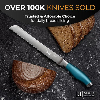 Orblue Serrated Bread Knife Ultra-Sharp Stainless Steel Professional Grade - Image 7