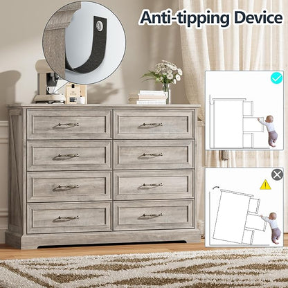 8 Drawer Dresser for Bedroom, Rustic Farmhouse Dresser - Image 6