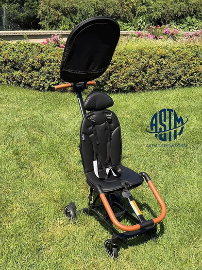 Evolur Cruise Rider Stroller with Canopy, Lightweight Umbrella Stroller with Compact Fold, Easy to Carry Travel Stroller - Noir Black