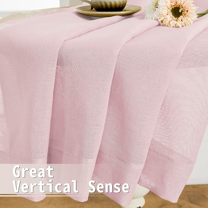 Tollpiz Sheer Door Curtain Closet Linen Textured Curtains Sheer Doorway Light - Image 6