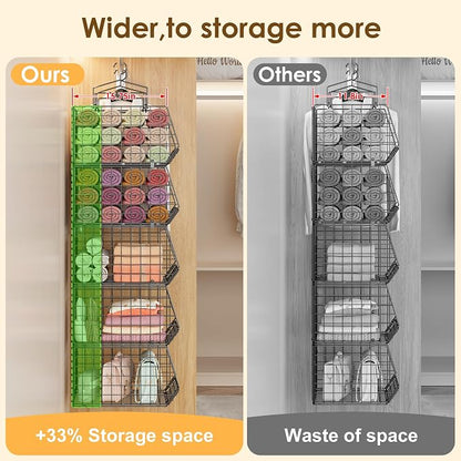Deeper 4'' Design 5 Tier Foldable Hanging Closet Organizer and Storage，Wire - Image 4