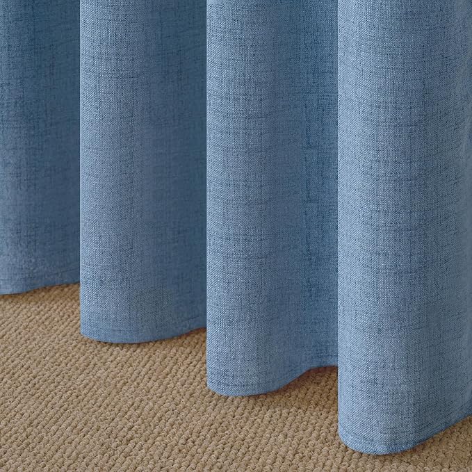 YoungsTex Denim Blue Linen Curtains 40 Inch Length - Image 8