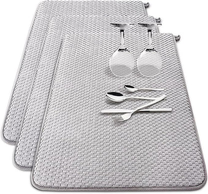 3 Pack Microfiber Dish Drying Mat, 24 x 17 inch Super Absorbent Drying Pad by Baaxxango