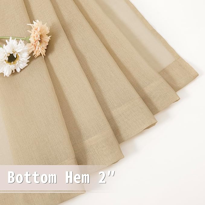 Tollpiz Small Sheer Curtain Linen Textured Curtain Sheers Doorway Light - Image 7