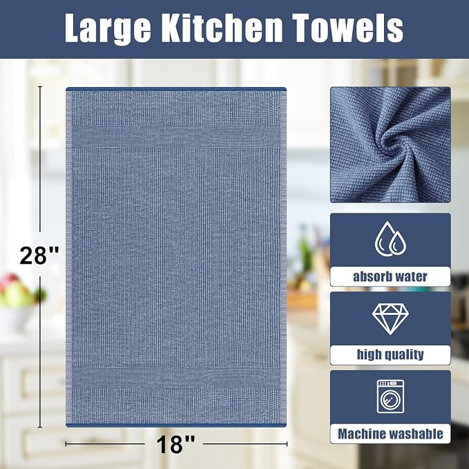 Homaxy Premium Kitchen Towels, Large Cotton Kitchen Hand Towels, Flat and Terry - Image 9