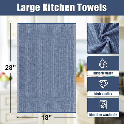 Homaxy Premium Kitchen Towels, Large Cotton Kitchen Hand Towels, Flat and Terry - Image 9