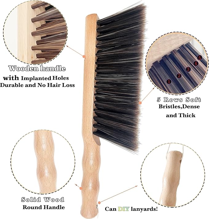 5pcsHand Broom Beech Wood Brush, Dust Brush, Duster - Image 2