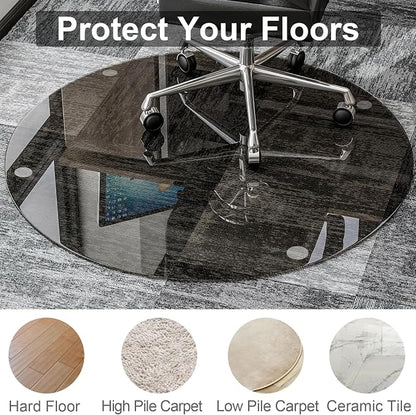 46" x 46" Round Tempered Glass Chair Mat - Image 3