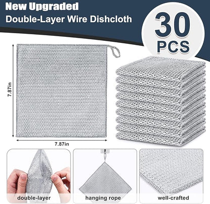 Navona 30 Pcs New Upgrade Steel Wire Dishcloth, Double-Layer Steel Wire - Image 2