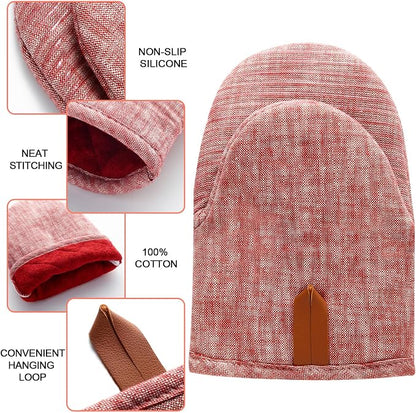 4Pcs Heat Resistant Oven Mitts & Potholders, Flexible Kitchen Accessories - Image 4