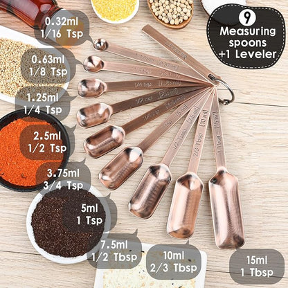 Copper Measuring Spoons Set 10, Stainless Steel Measuring Spoons - Image 4