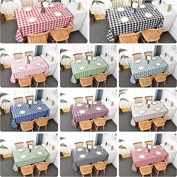 Classic Gingham Tablecloth Fabric - Oblong 58x120 Water Resistant Chequered Pattern Table Cloth for Indoor/Outdoor Use - Tabletop Cover for Birthday, Picnics, Gardens, and Parties