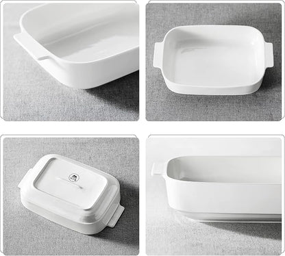 MALACASA Casserole Dishes for Oven, Ceramic Baking Dishes Set of 3, Rectangular - Image 8