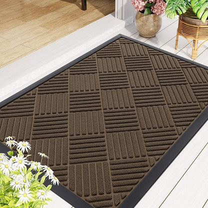 Smiry Front Door Mat Outside Entrance, Heavy Duty Outdoor Indoor Mat, Natural - Image 8
