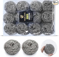 12Pcs Simba Stainless Steel Wool Scrubber Pads for Cleaning Pans, Pots, Dishes, Ovens, Grills, Sinks, Bathroom and Kitchen, Scourer 12 Pack
