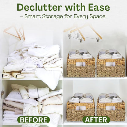 Medium Wicker Basket for Storage, Seagrass and Hyacinth Woven Baskets for Décor - Image 3