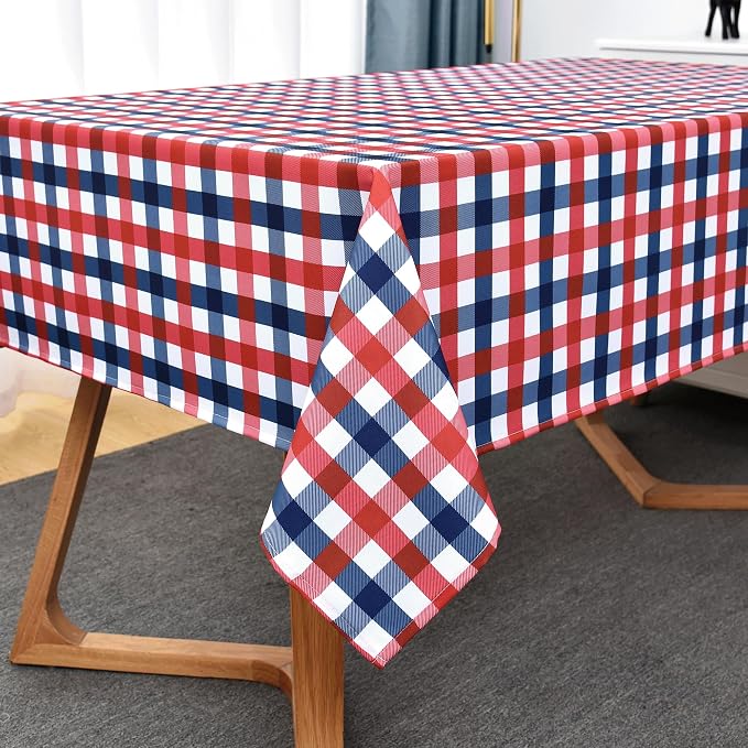 4th of July Checkered Tablecloth Fabric - Image 8