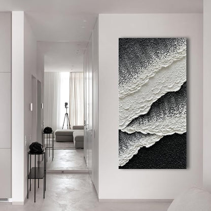 NANKAI Hand Painted black and white abstract canvas art oil painting waves - Image 5