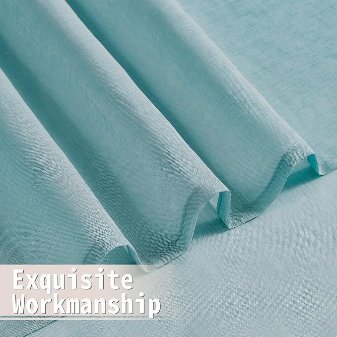 Tollpiz Sheer Door Curtains Closet Linen Textured Curtain Sheers Doorway Light - Image 8