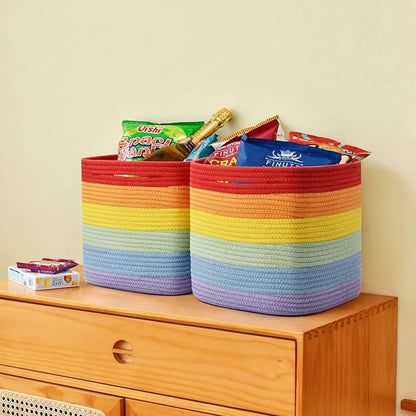 3 Pack Storage Cubes 11 Inch Cotton Rope Woven Baskets - Image 6