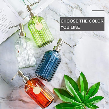 MOCLIF 16 OZ Soap Dispenser，Tempered Glass Clear Vertical Stripe - Image 6