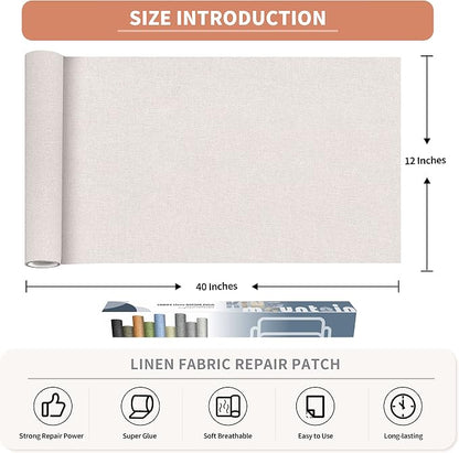 Fine Linen Repair Patches, Self-Adhesive Linen Fabric Patches, 12X40 inch Extra - Image 2