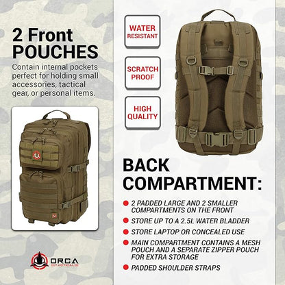 Backpack 40L Large Military 1 to 3 Day Molle Assault Pack Rucksack Army Bag