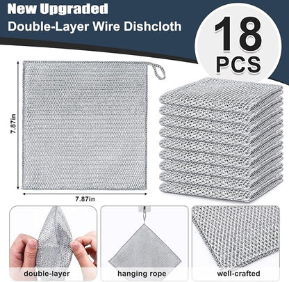 Navona 18 Pcs New Upgrade Steel Wire Dishcloth, Double-Layer Steel Wire - Image 2