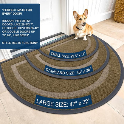 OLANLY Half Circle Door Mat Indoor Outdoor Entrance Welcome, Waterproof - Image 2