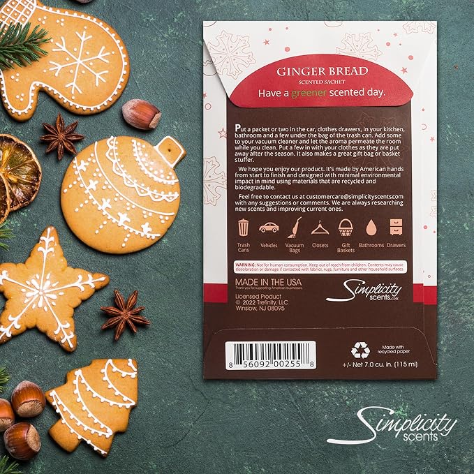 Simplicity Scents Gingerbread Scented Sachets Pack of 6, Fall & Winter - Image 7
