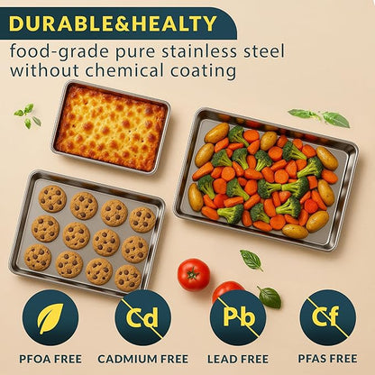 Baker’s Signature Stainless Steel Cookie Sheet Pan, Stainless Steel Baking - Image 6