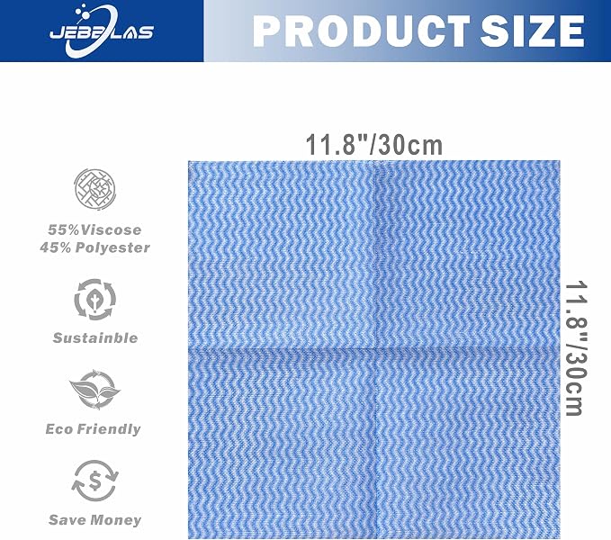 JEBBLAS 100Pcs Reusable Cleaning Cloths 11.8‘’x11.8‘’ Handi Wipes Reusable - Image 2