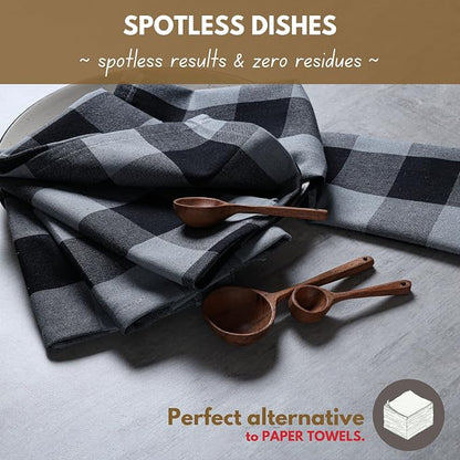 Native Fab 12 Pack Buffalo Check Kitchen Dish Towels, Washable 16"x26" - Image 4
