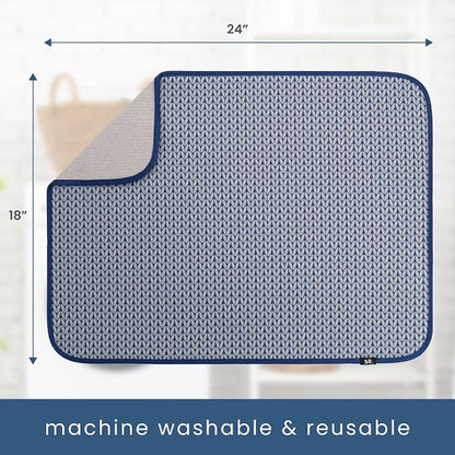 S&T INC. Dish Drying Mat XL, 18” x 24”, Absorbent Microfiber Kitchen Counter Mat - Image 6