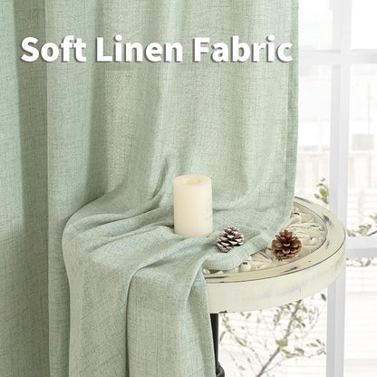 YoungsTex Sage Green Linen Curtains 90 Inch Length Living Room, Textured Semi - Image 9
