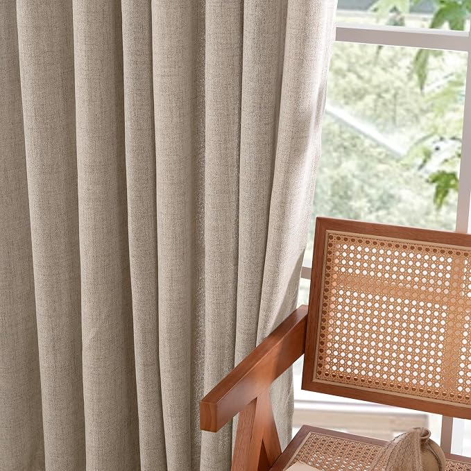 YoungsTex Dark Oatmeal Linen Curtains 63 Inch Length - Image 9