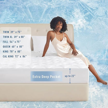 Sunflower Cooling Quilted Queen Mattress Protector, Mattress Pad Queen Chill - Image 5
