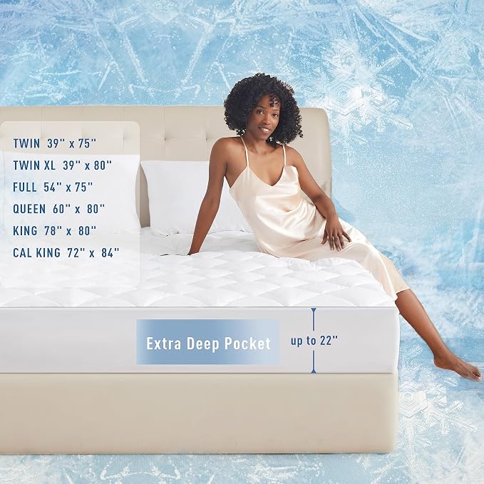 Sunflower Cooling Quilted California King Mattress Protector, Mattress Pad Cal - Image 5