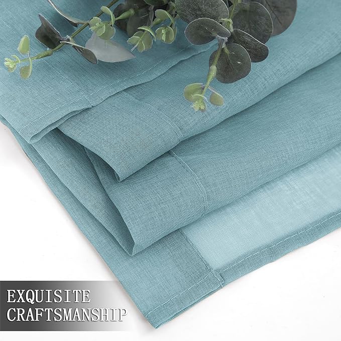 Tollpiz Sheer Curtains Linen Textured Living Room Curtain Sheers Light - Image 7